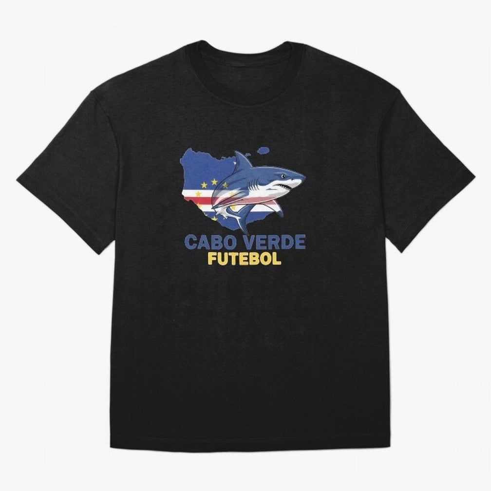 Cabo Verde Soccer Blue Shark Design T-Shirt Argentina Cristiano Ronaldo World Cup 2026 Jersey, Nike Fan Tee, Match Day, Jordan Soccer Shirt, Adidas Match Day Top, De Bruyne Switzerland Final Match